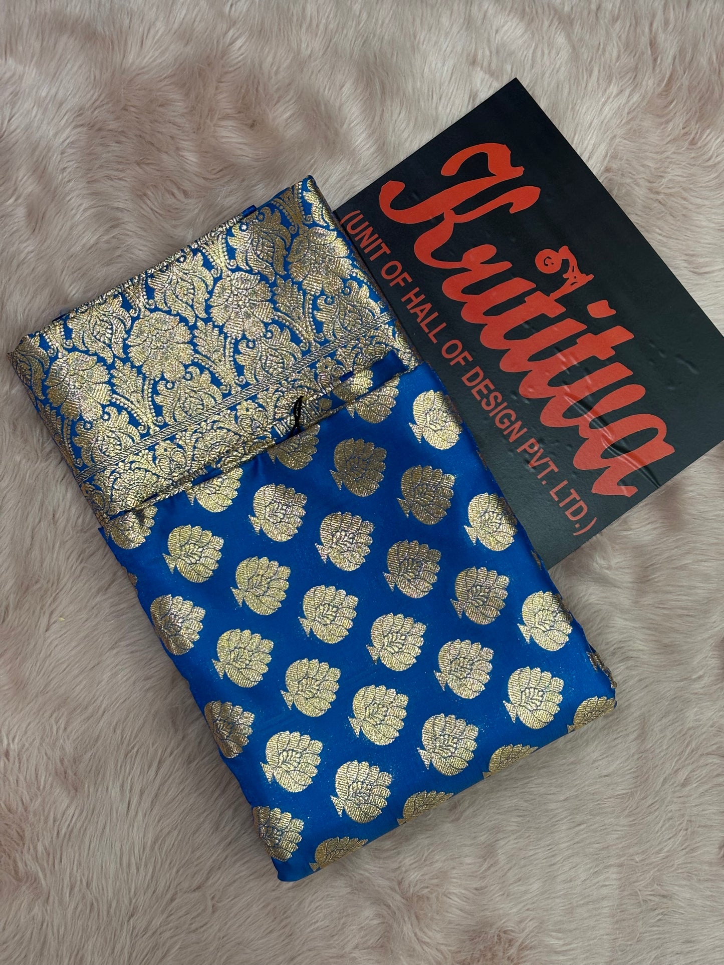 BANARASI ZARI BIG BOOTIES WORK IN GEORGETTE BLUE COLOUR SAREE