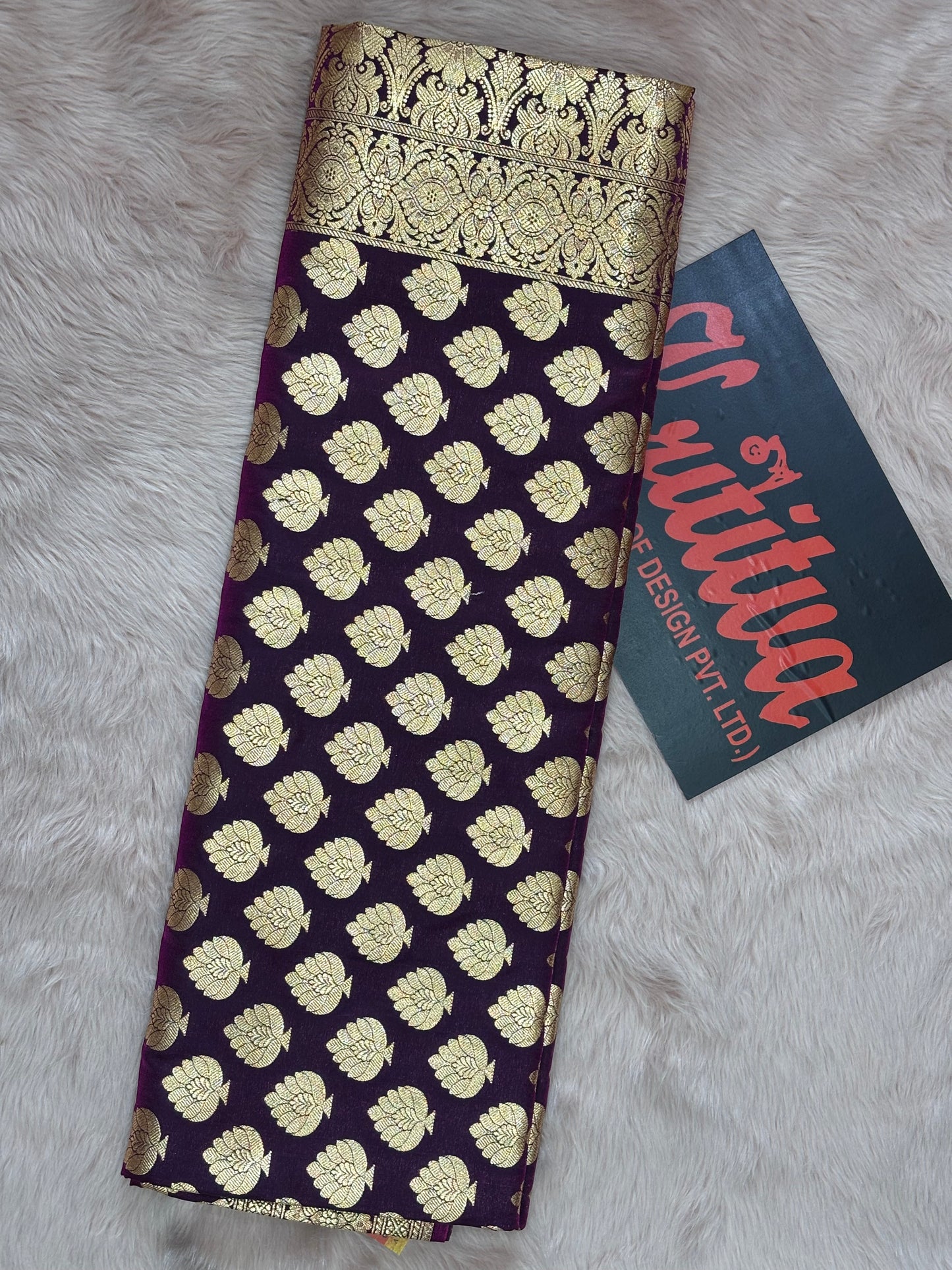 BANARASI ZARI BIG BOOTIES WORK IN GEORGETTE DARK PURPLE COLOUR