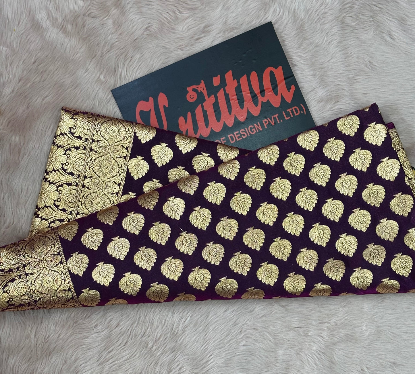 BANARASI ZARI BIG BOOTIES WORK IN GEORGETTE DARK PURPLE COLOUR
