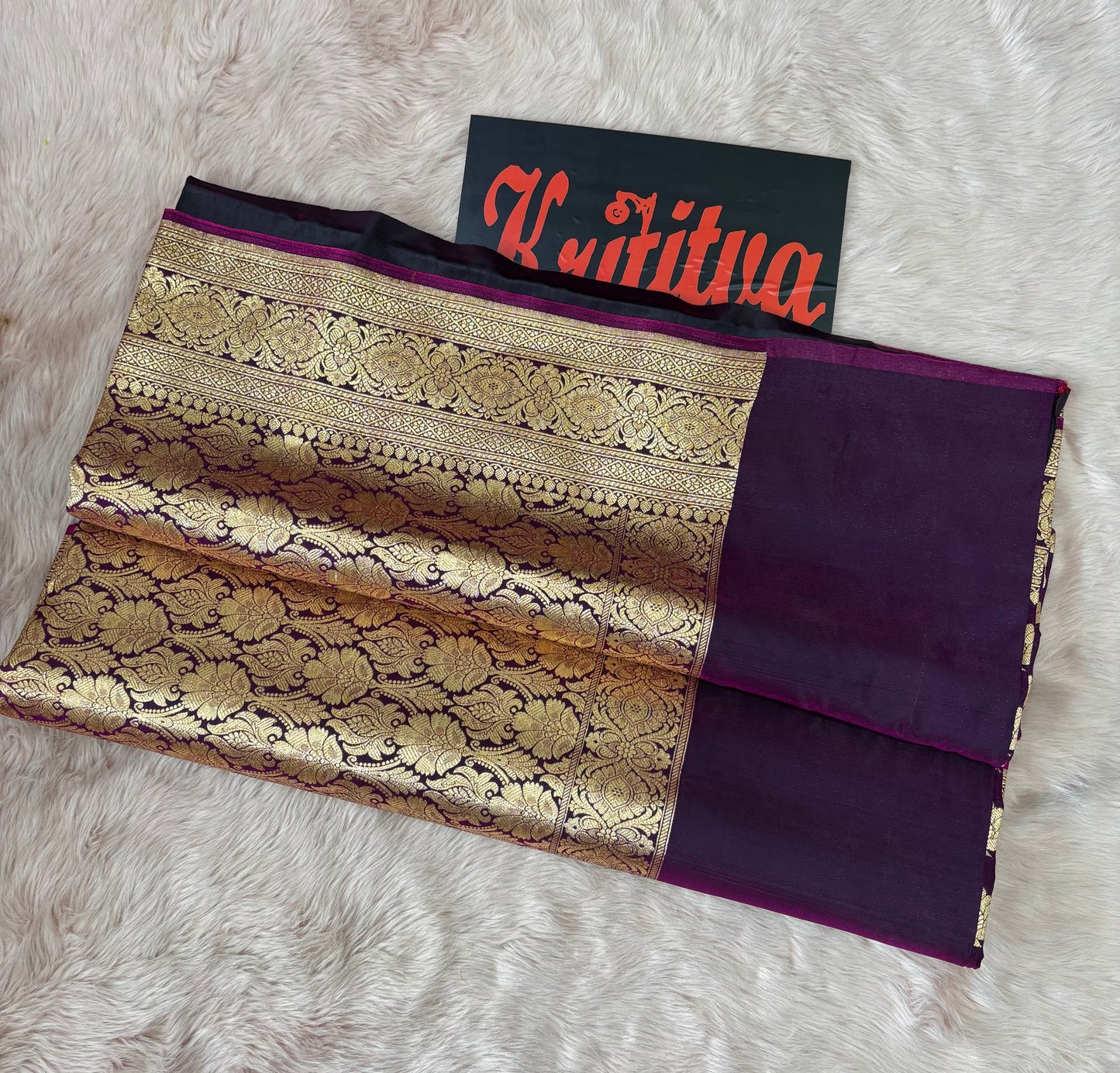 BANARASI ZARI BIG BOOTIES WORK IN GEORGETTE DARK PURPLE COLOUR