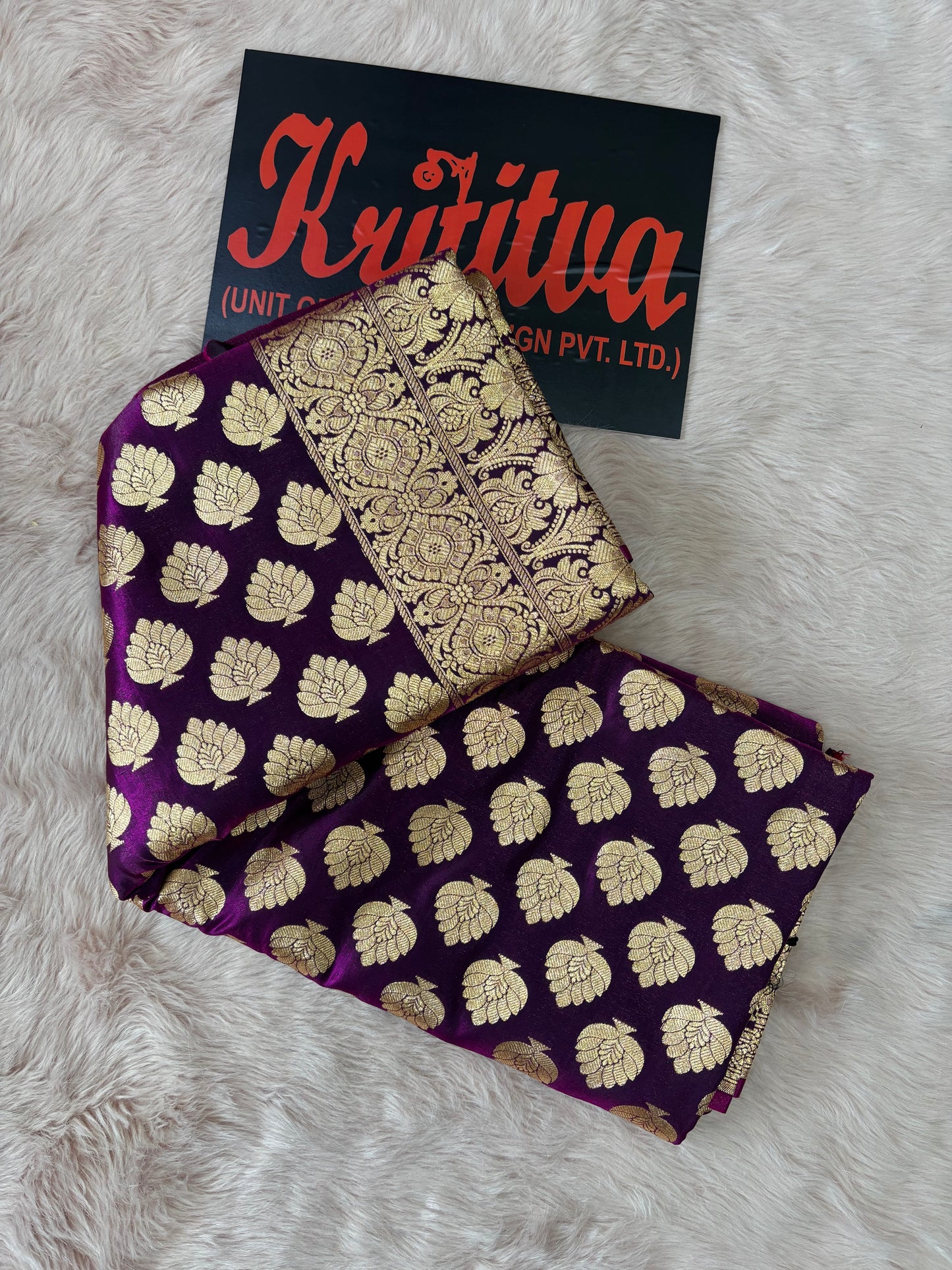 BANARASI ZARI BIG BOOTIES WORK IN GEORGETTE DARK PURPLE COLOUR