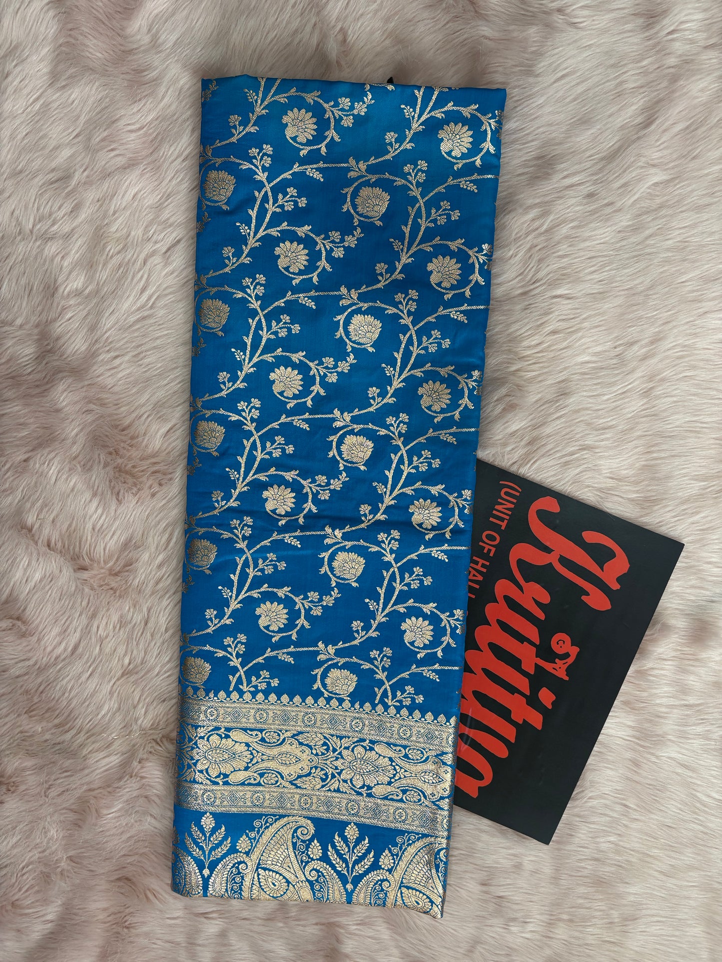 BANARASI KATAN WEAVING ZAAL BOOTIE VERY BEAUTIFUL SAREE IN BLUE COLOUR