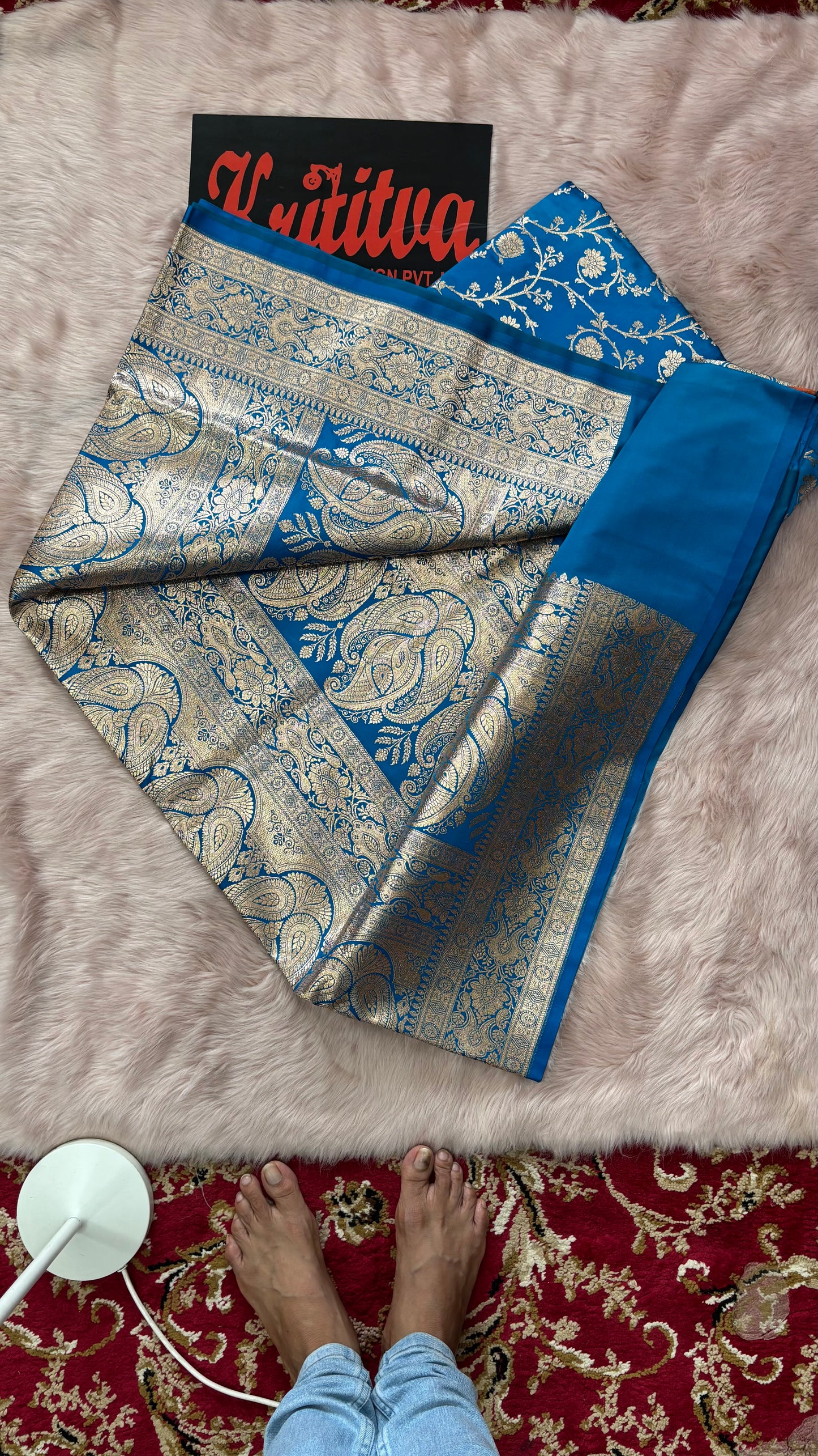 BANARASI KATAN WEAVING ZAAL BOOTIE VERY BEAUTIFUL SAREE IN BLUE COLOUR