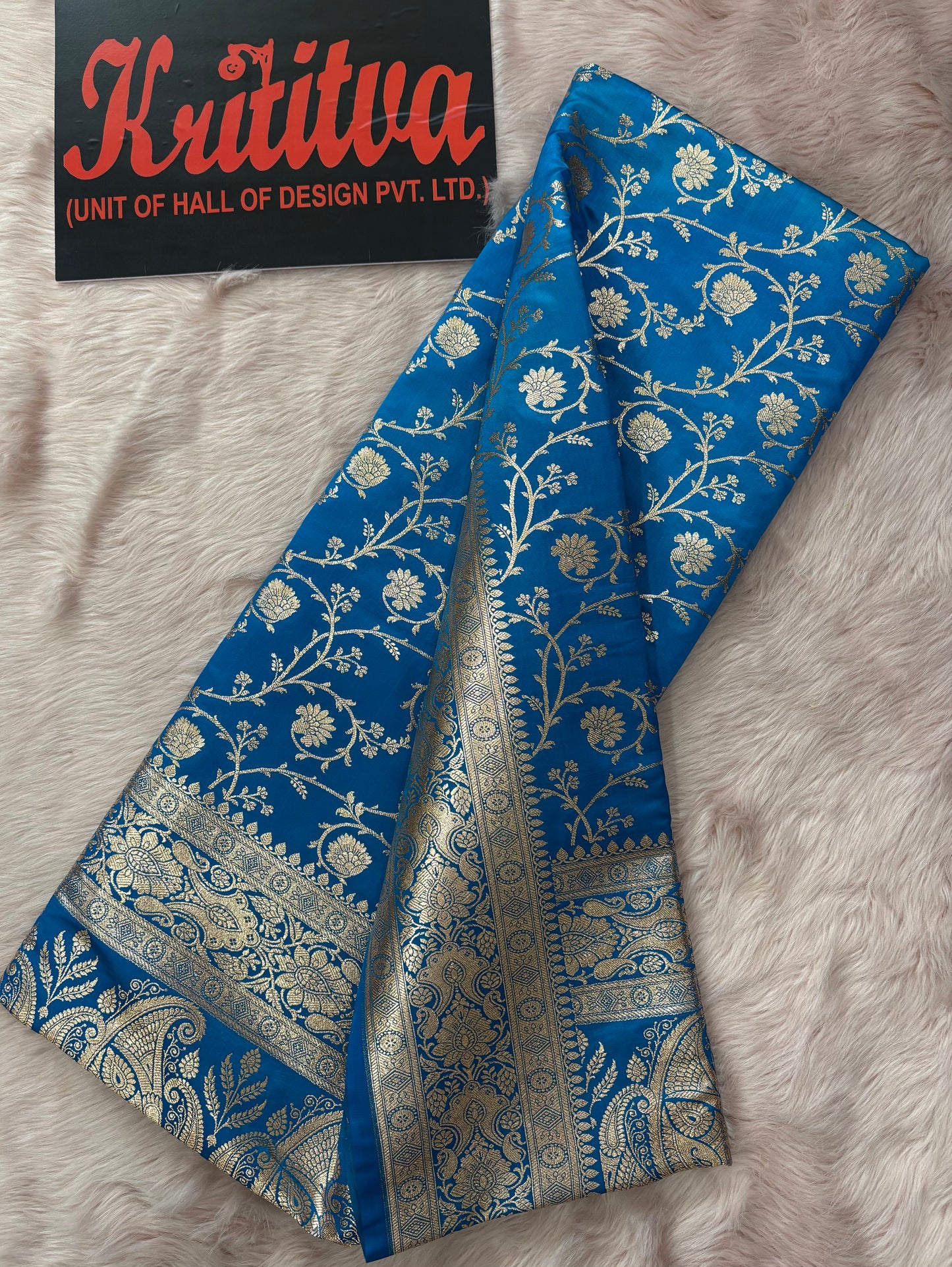 BANARASI KATAN WEAVING ZAAL BOOTIE VERY BEAUTIFUL SAREE IN BLUE COLOUR