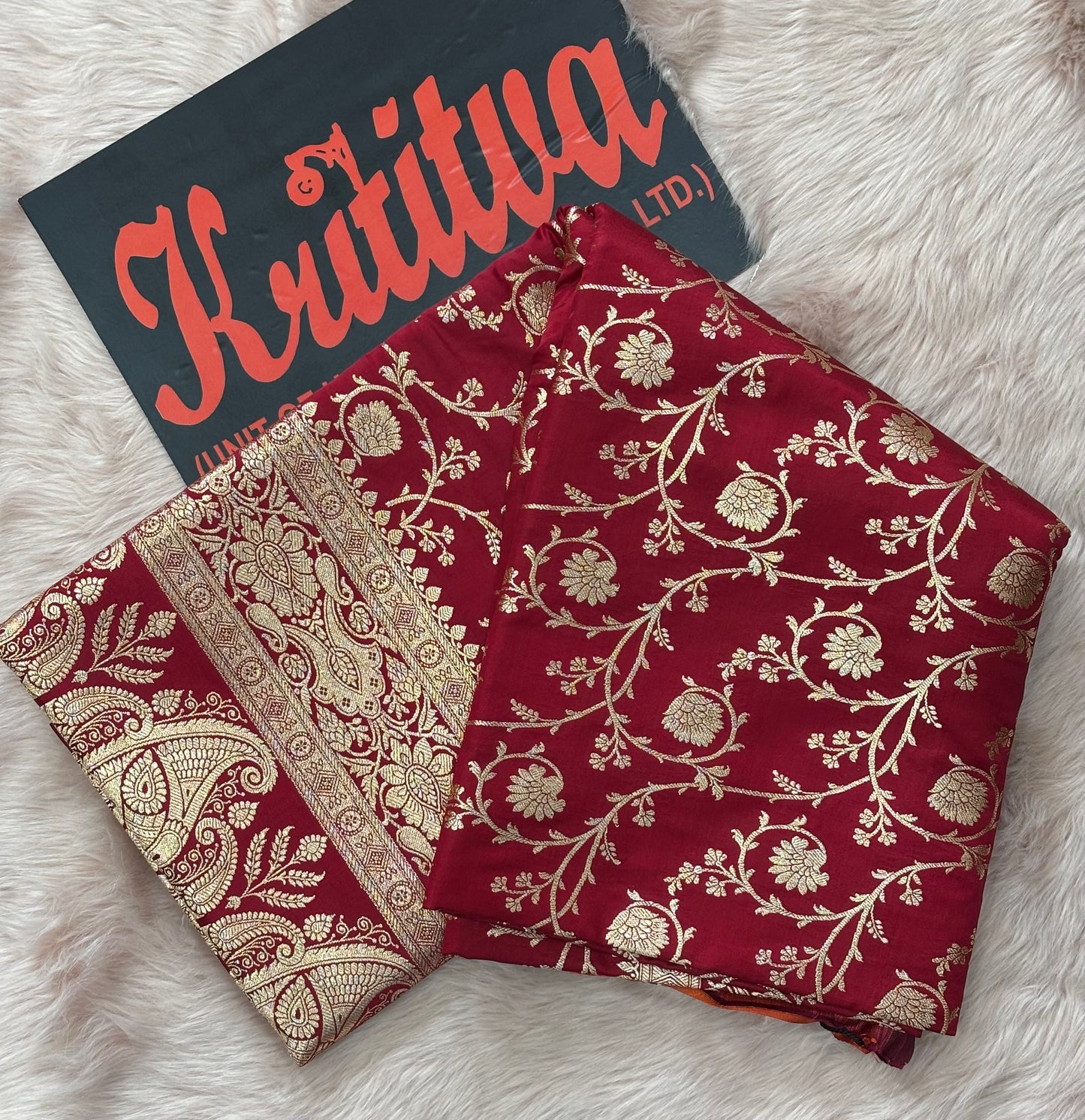BANARASI KATAN WEAVING FULL ZAAL BOOTIES WORK , MESMERISING BANARASI SAREE IN RED COLOUR
