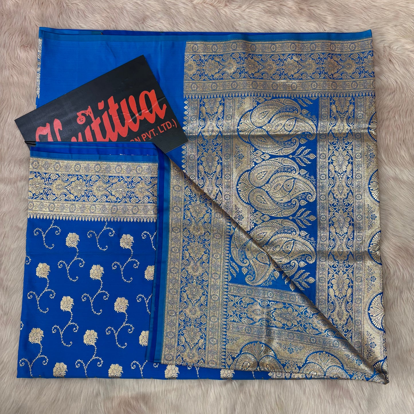 BANARASI KATAN WEAVING FULL ZAAL BOOTIES WORK FILLED SAREE IN COOL ROYAL BLUE COLOUR