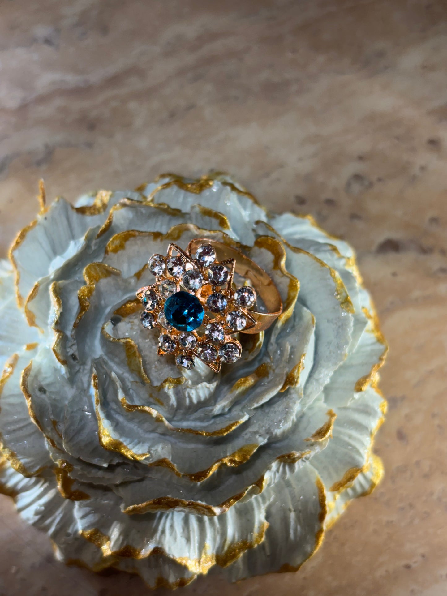 STONE RING IN AEGEAN COLOUR .