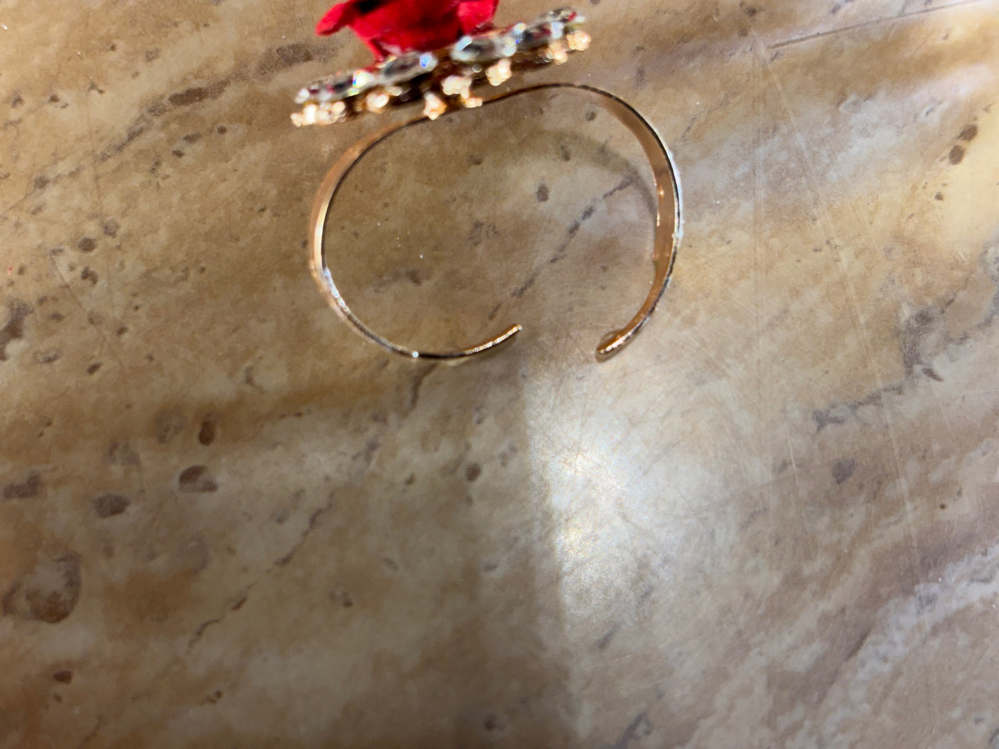ROSE AND STONE RING RED COLOUR
