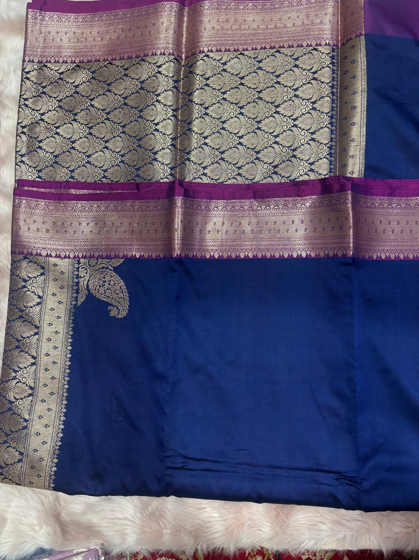 NAVY BLUE SILK PALUU BORDER SAREE
