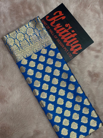 BANARASI ZARI BIG BOOTIES WORK IN GEORGETTE BLUE  COLOUR SAREE
