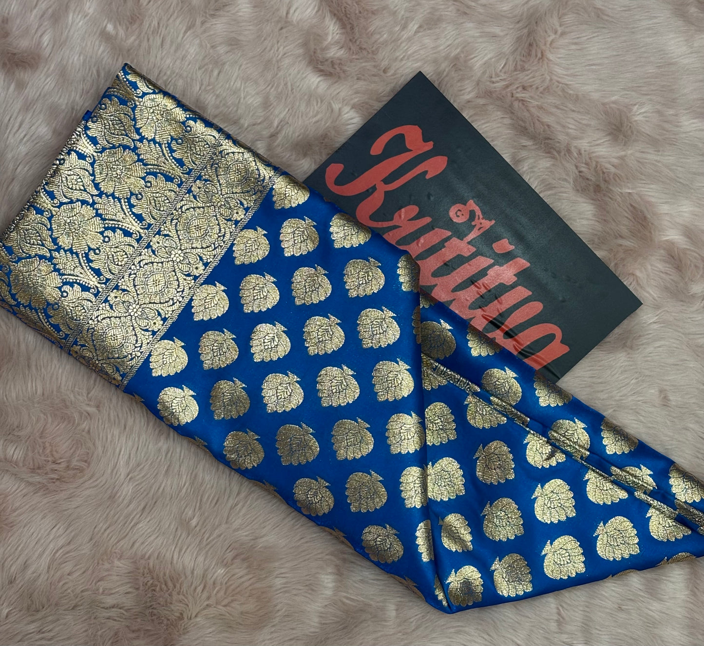 BANARASI ZARI BIG BOOTIES WORK IN GEORGETTE BLUE  COLOUR SAREE
