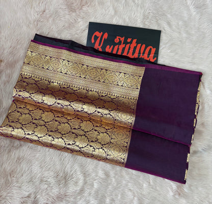 BANARASI ZARI BIG BOOTIES WORK IN GEORGETTE DARK PURPLE COLOUR