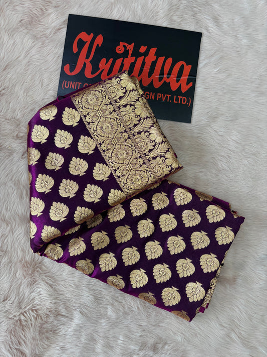 BANARASI ZARI BIG BOOTIES WORK IN GEORGETTE DARK PURPLE COLOUR