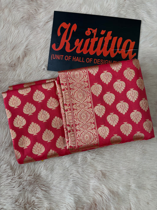 BANARASI SILVER BIG BOOTIES WORK IN RED GEORGETTE VERY BEAUTIFUL SAREE