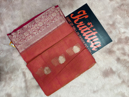 ELEGANT KOTA SAREE IN BROWN COLOUR WITH NICE BORDER AND BOOTIES