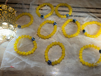 X-EVIL EYE PROTECTION YELLOW BEADS BRACELATE
