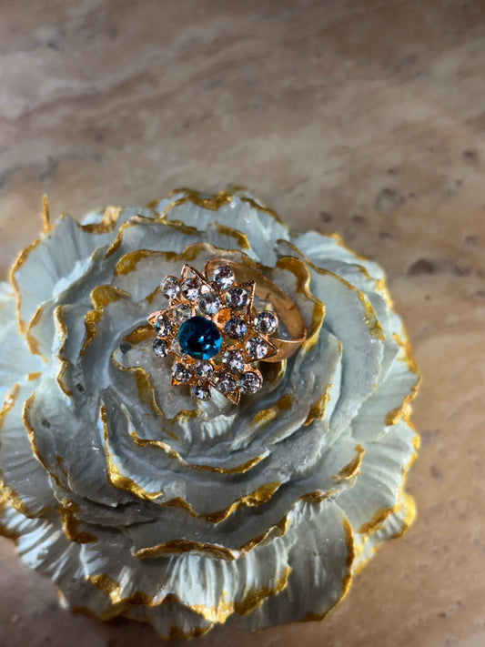 STONE RING IN AEGEAN COLOUR .