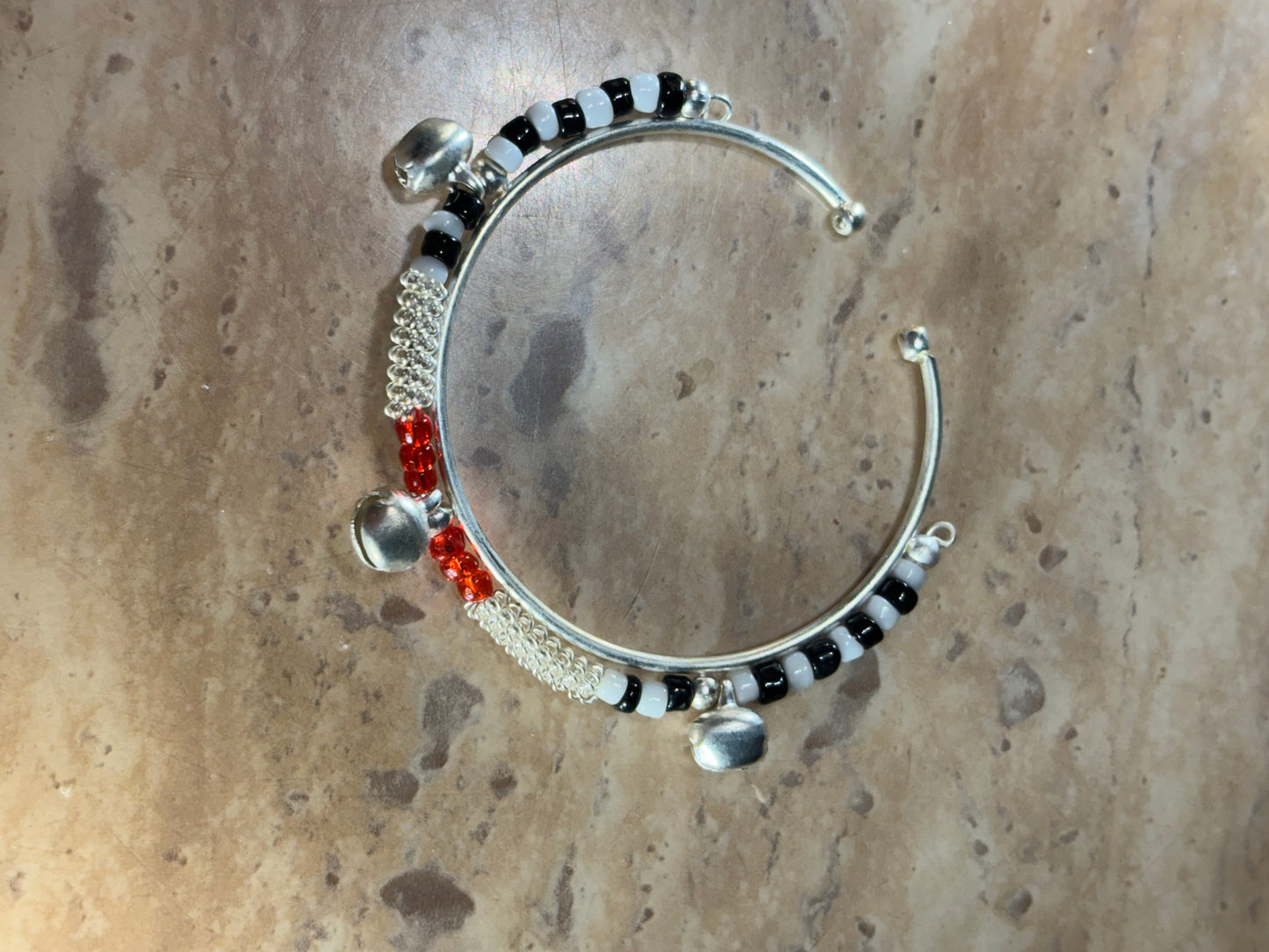 WHITE ,BLACK  AND RED BEADS BRACELATE FOR KIDS