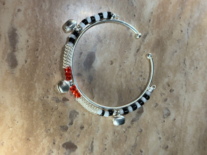 WHITE ,BLACK  AND RED BEADS BRACELATE FOR KIDS