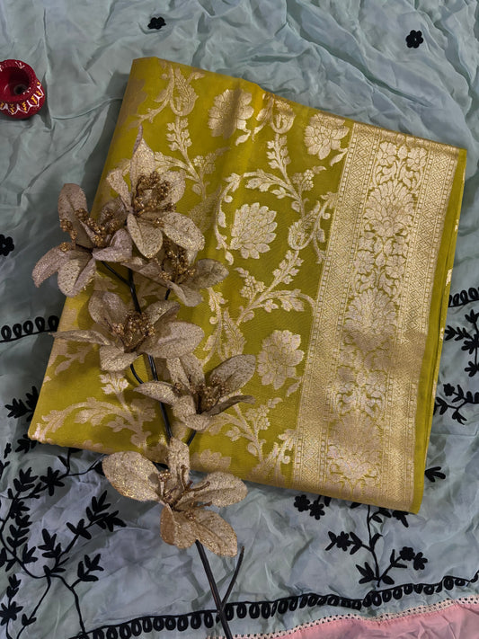 MENHDI GREEN COLOUR ZARI WORK ROLEX COTTON SILK SAREE