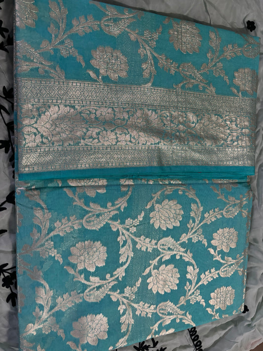 SKY BLUE RICH ZARI WORK SAREE