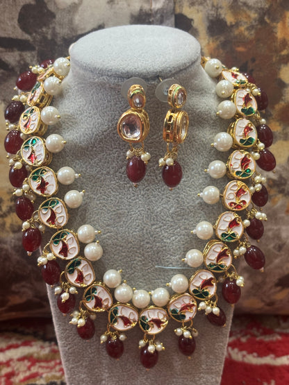 KUNDAN AND MEENAKARI DUAL SIDE NECKLACE