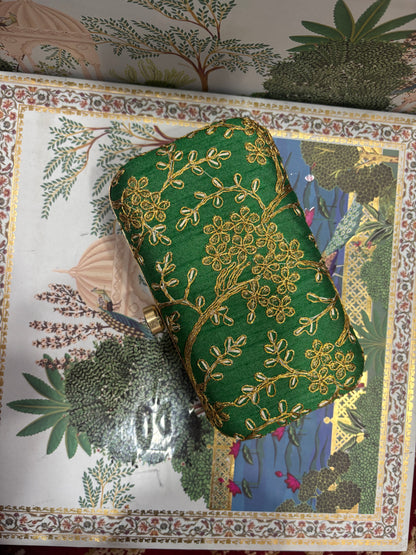 EMROIDERED WEDDING CLUTCH GREEN COLOUR