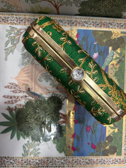 EMROIDERED WEDDING CLUTCH GREEN COLOUR