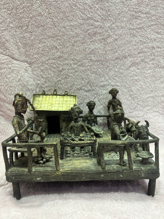 Z .ANTIQUE FORM STATUE OF A SETUP OF A REGULAR VILLAGE EVENING LIFE