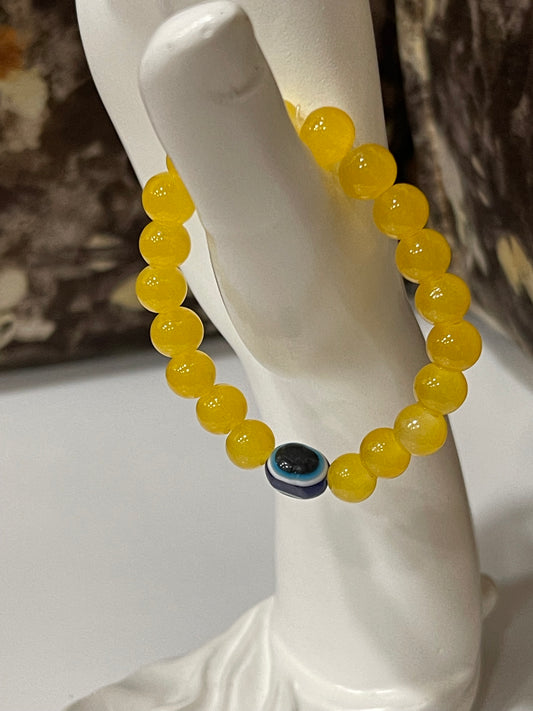 X-EVIL EYE PROTECTION YELLOW BEADS BRACELATE