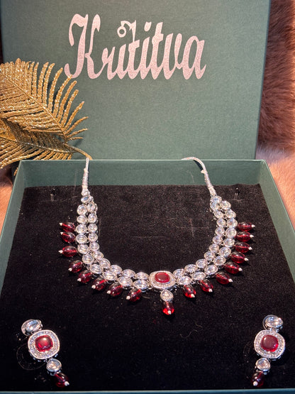 ENCHANTING AND ROYAL ,  RUBY STONE NECKLACE SET .
