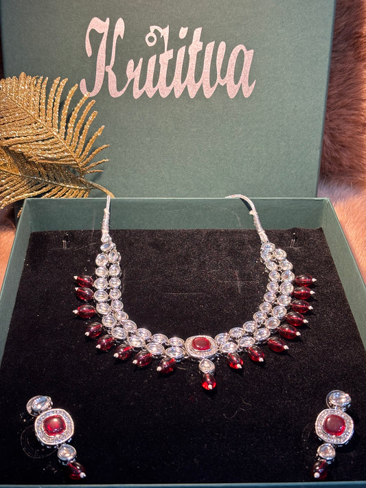 ENCHANTING AND ROYAL ,  RUBY STONE NECKLACE SET .